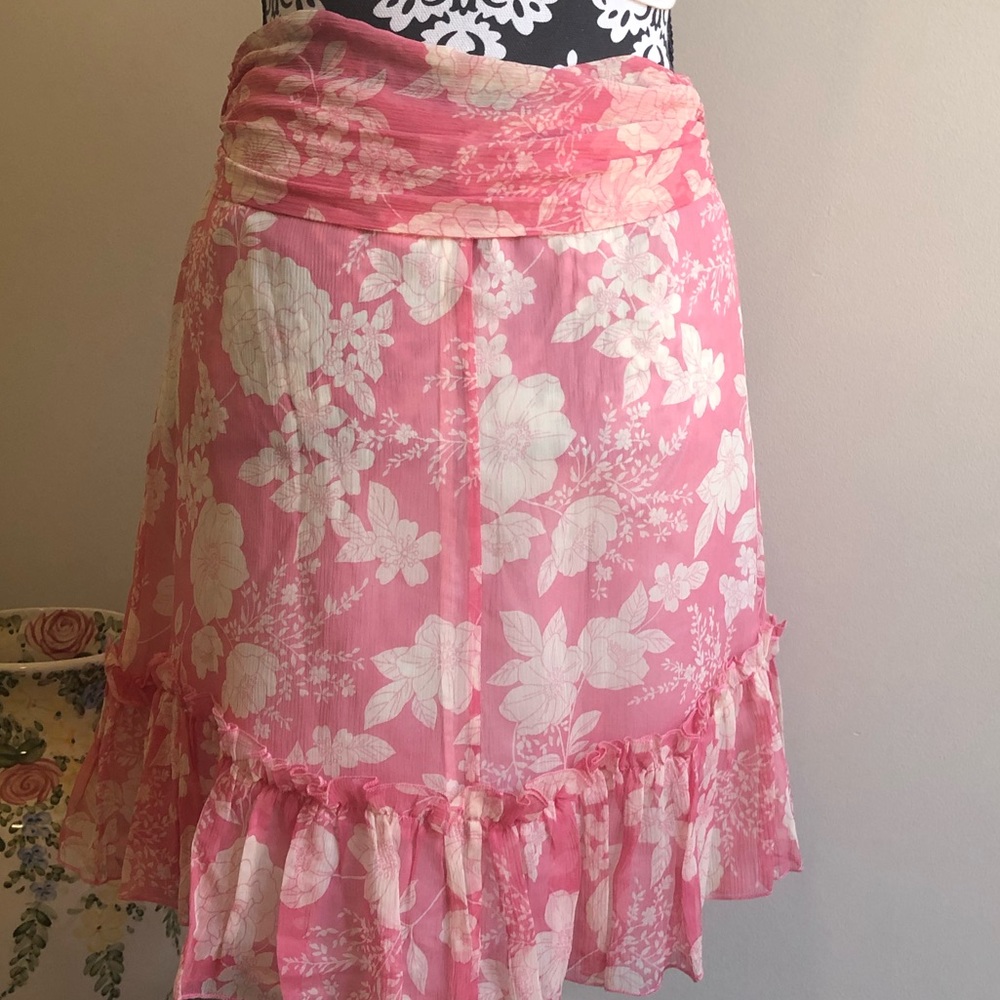 ❤️BNWT❤️ JOIE Pink Ivory Silk Vintage Floral Skirt - Picture 8 of 16